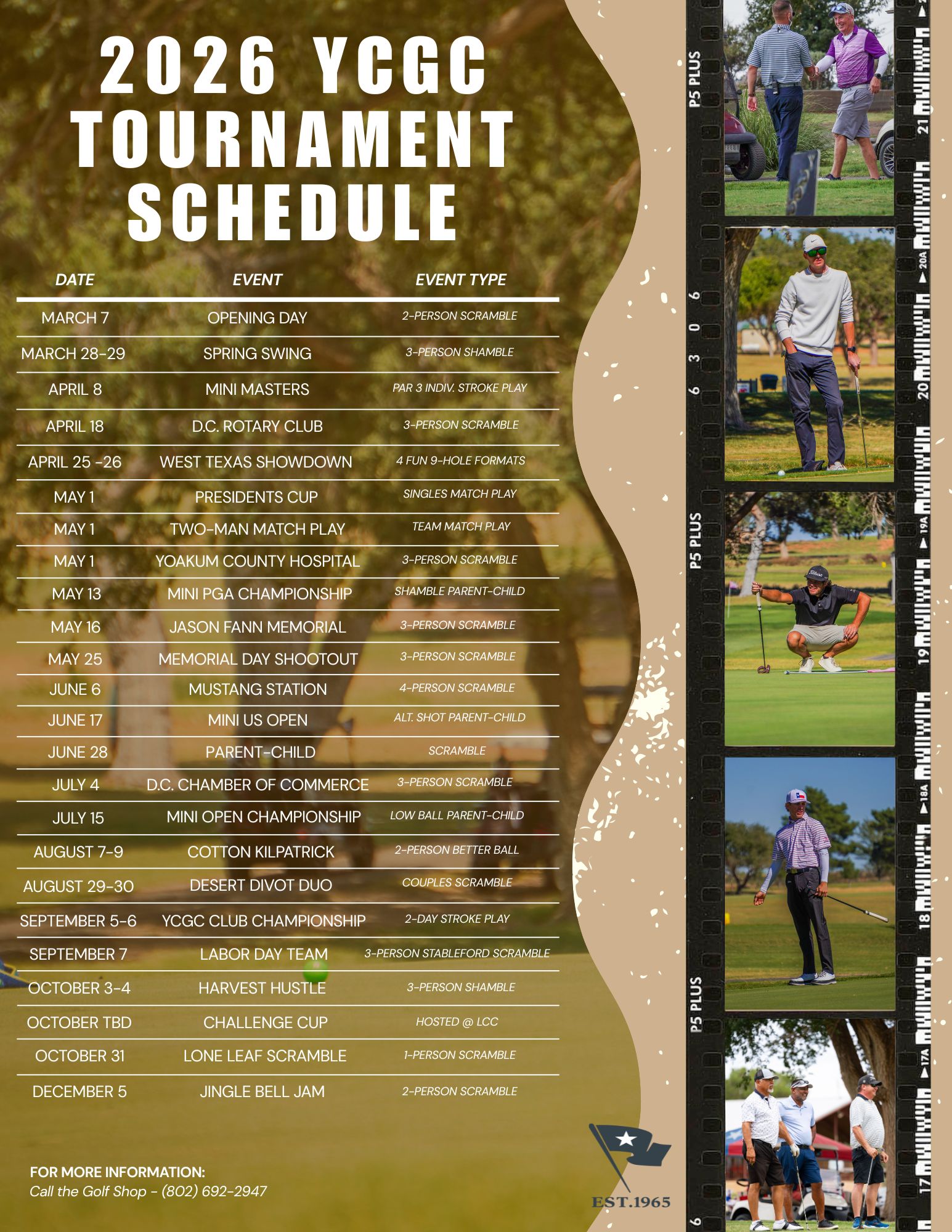 2026 YCGC Tournament Schedule