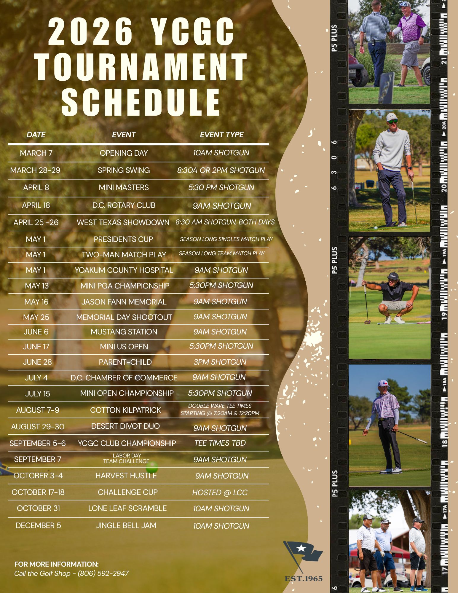 2026 YCGC Tournament Schedule